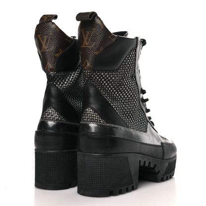 Louis Vuitton Metallic Calfskin Technical Fabric Digital Gate Laureate Platform Desert Boot 37 Silver 4 of 8