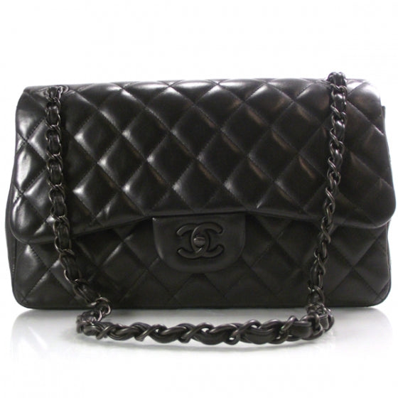 Chanel Lambskin Quilted Jumbo Flap Black BHW 11P 1 of 12