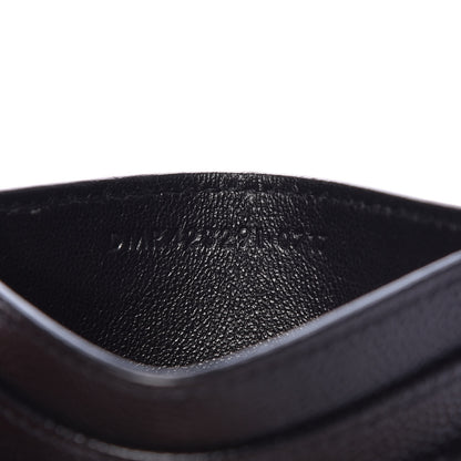 Saint Laurent Grain De Poudre Matelasse Chevron Monogram Credit Card Case Black 7 of 8