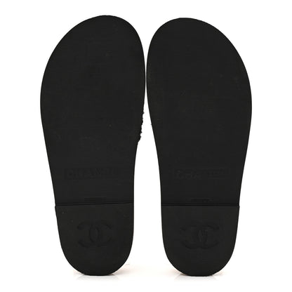 Chanel Fabric Pearl Cork CC Slip On Sandals 40 Black 38 Black 6 of 10