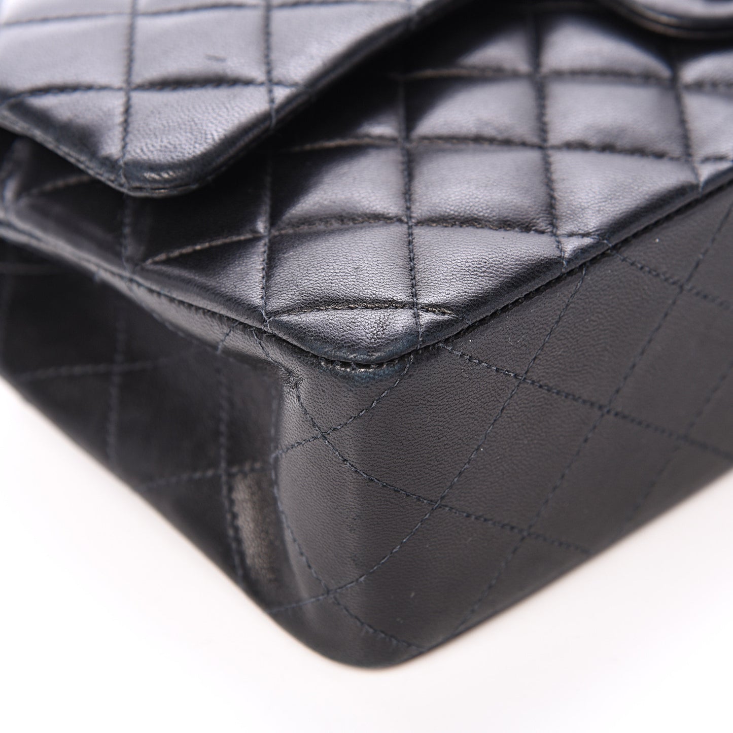 Lambskin Quilted Medium Double Flap Black