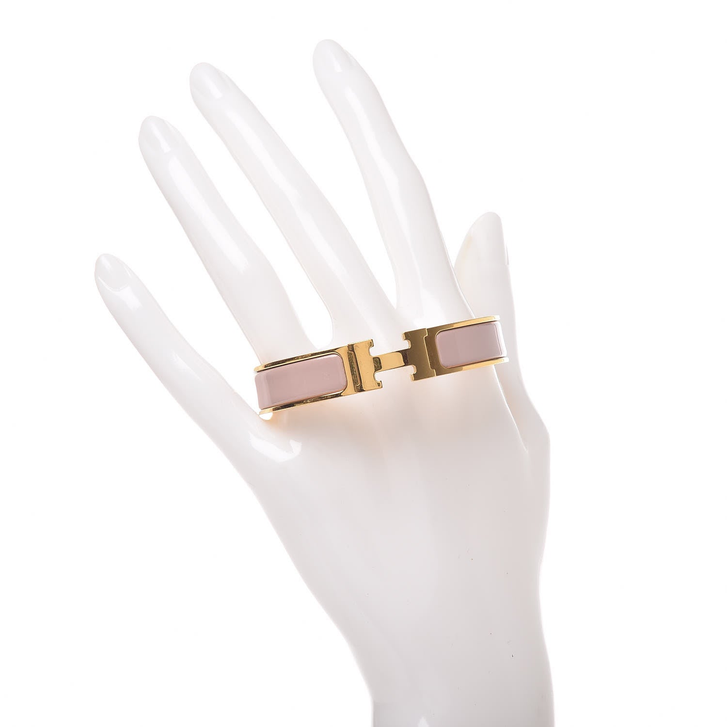 Hermes Enamel Clic Clac H Narrow Bracelet PM Beige Nacre 2 of 6