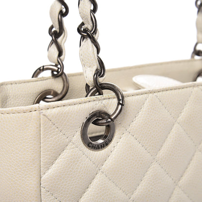 Chanel Caviar Quilted Petit Shopping Tote PST White 17 of 20