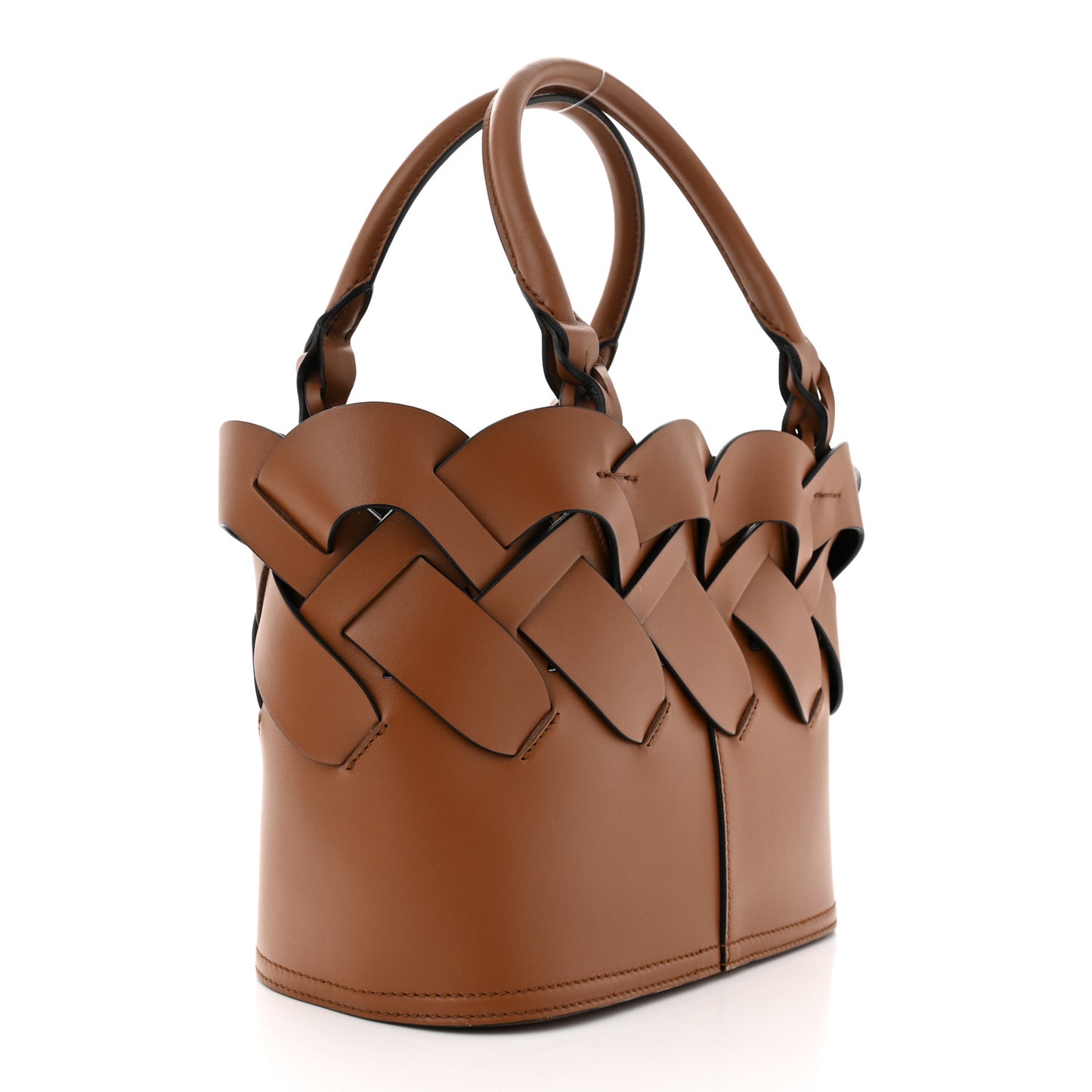 Vitello Intreccio Tote Bag Cognac Black