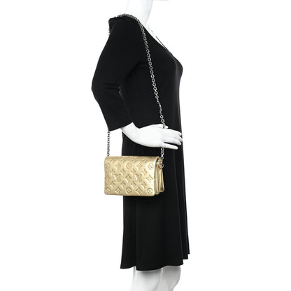 Louis Vuitton Metallic Lambskin Embossed Monogram Pochette Coussin Gold 2 of 10