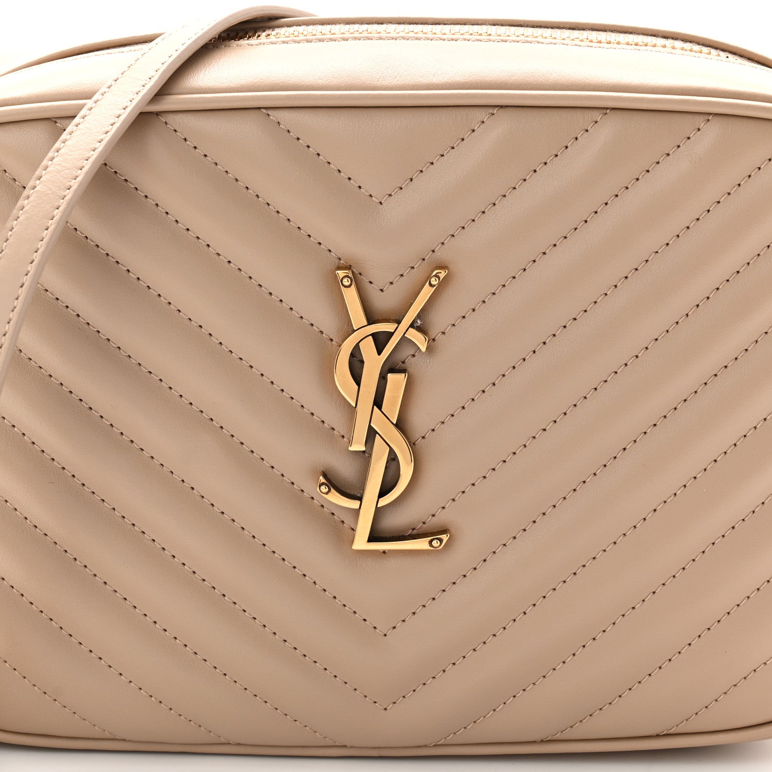 Saint Laurent Calfskin Matelasse Monogram Lou Camera Bag Dark Beige 9 of 13