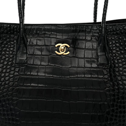 Chanel Calfskin Crocodile Embossed Archetype Large Shopping Tote Black 8 of 10