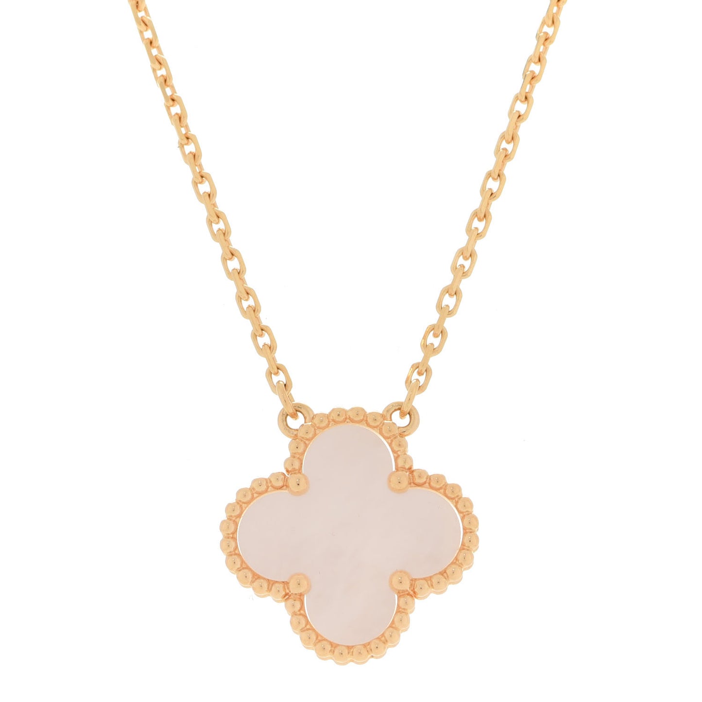 18K Yellow Gold Mother of Pearl Vintage Alhambra Pendant Necklace