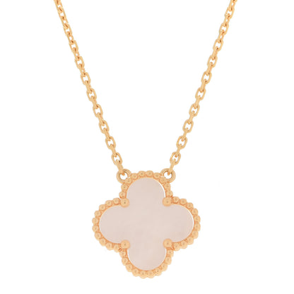 Van Cleef & Arpels 18K Yellow Gold Mother of Pearl Vintage Alhambra Pendant Necklace 4 of 6