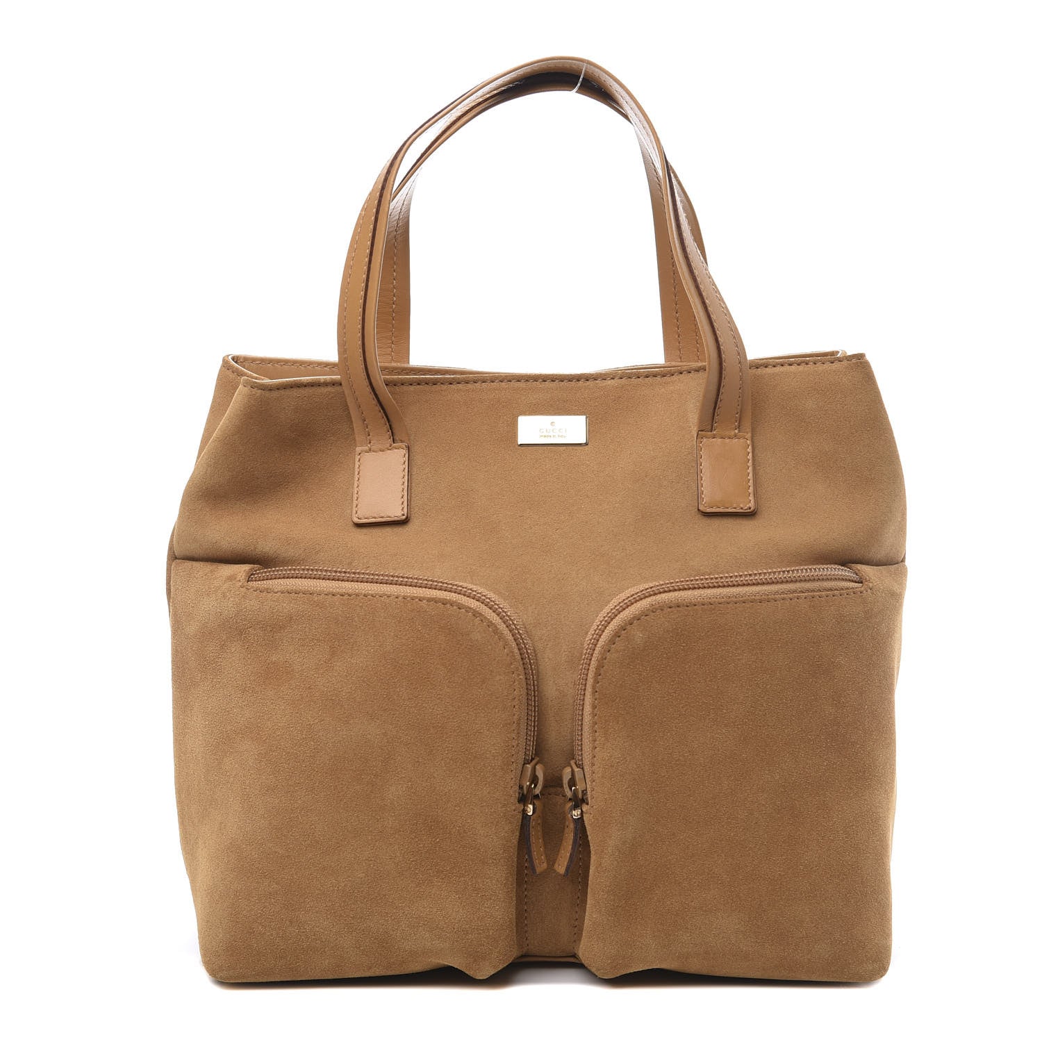 Gucci Suede Double Pocket Tote Beige 1 of 9