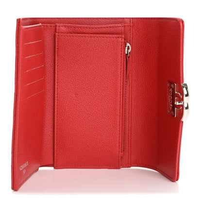 Chanel Grained Calfskin Quilted CC Box Flap Wallet Red 5 of 17