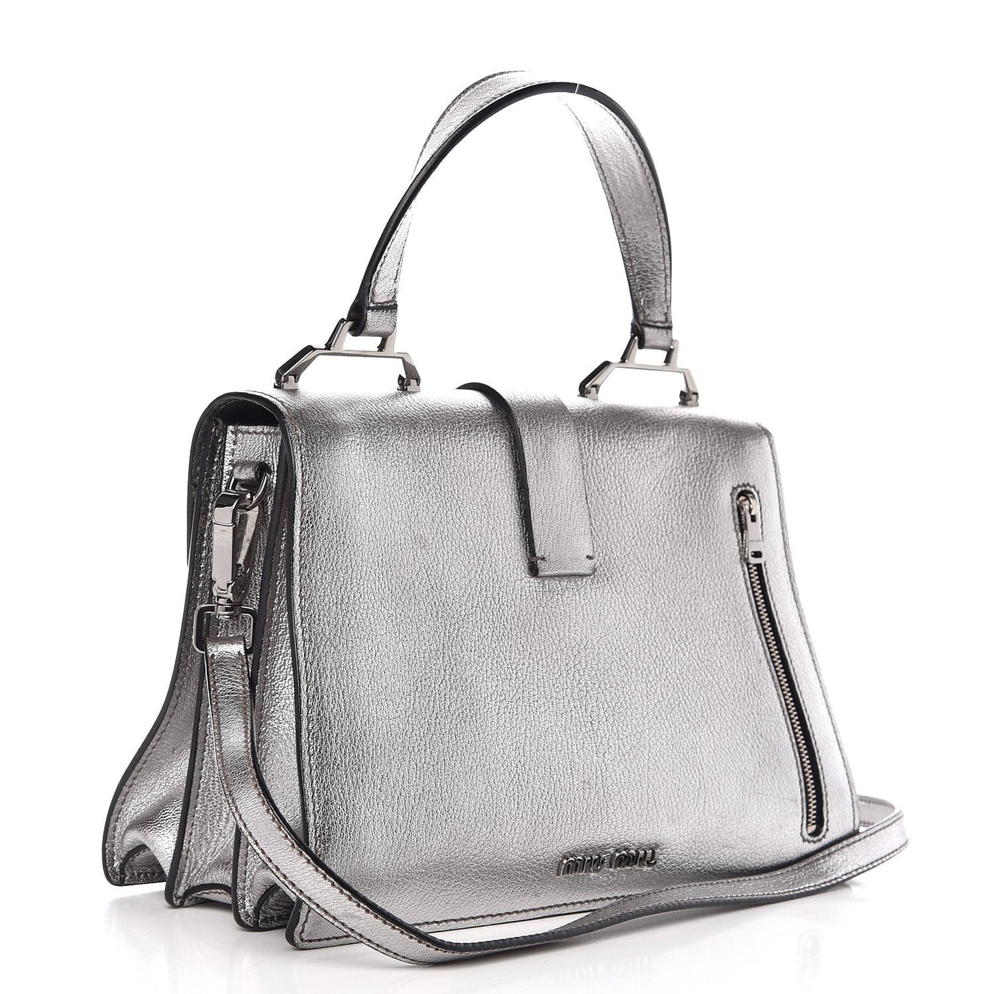 Goatskin Madras Top Handle Bag Silver