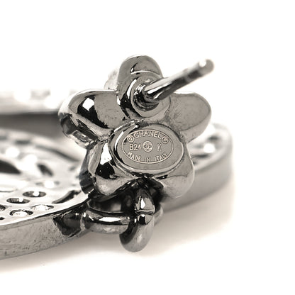 Chanel Ruthenium Crystal Star CC Drop Earrings 4 of 5