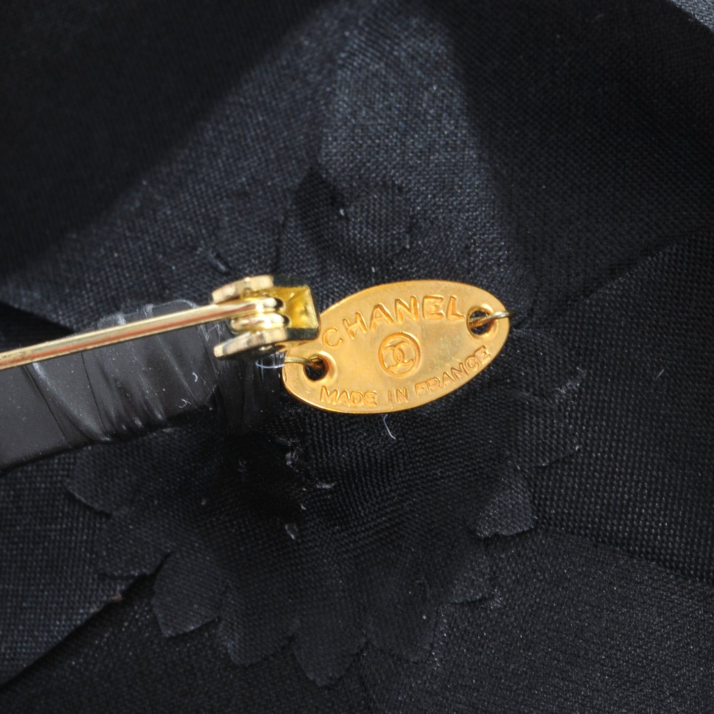 Satin Camellia Pin Brooch Black