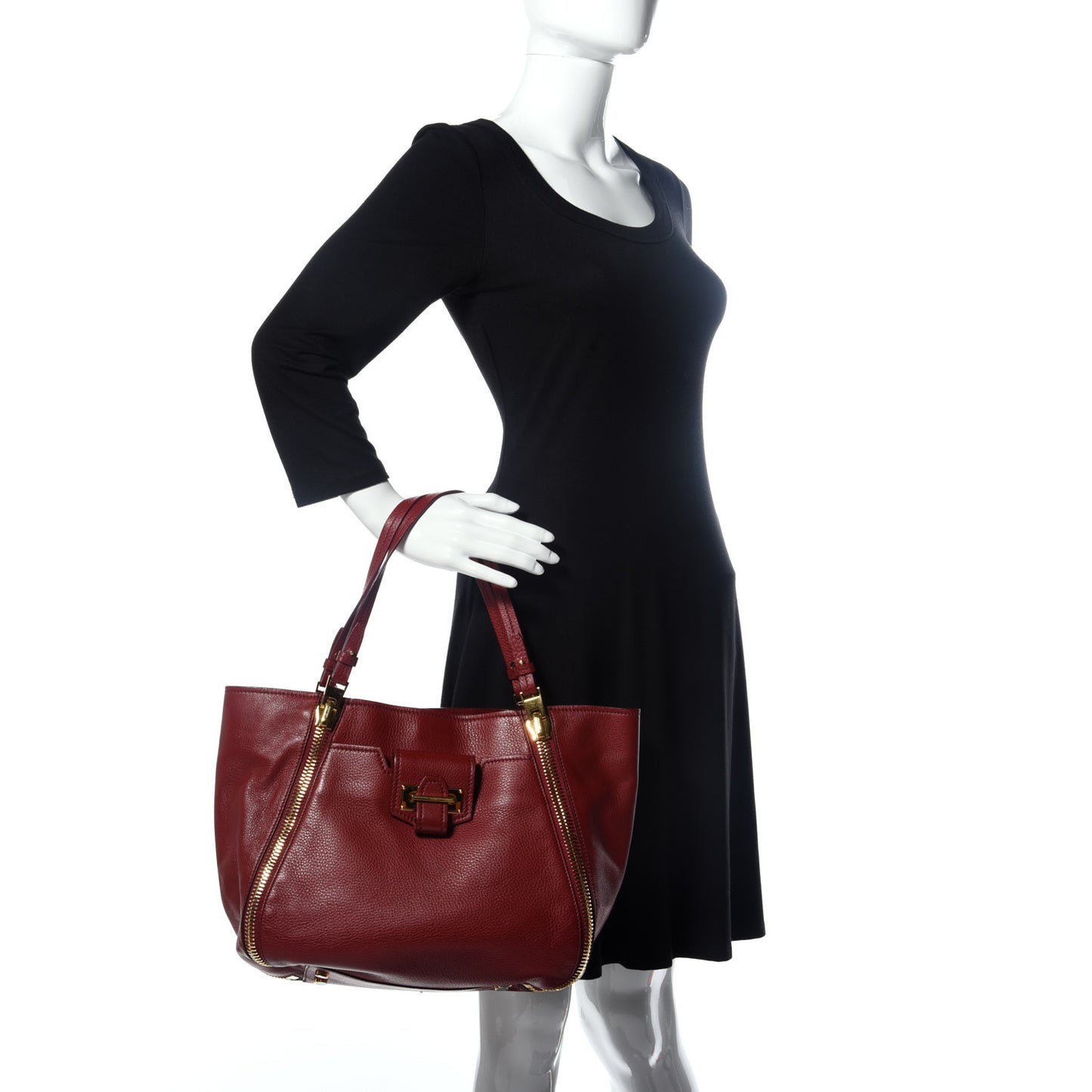 Grained Calfskin Medium Sedgwick Zipper Tote Cabernet