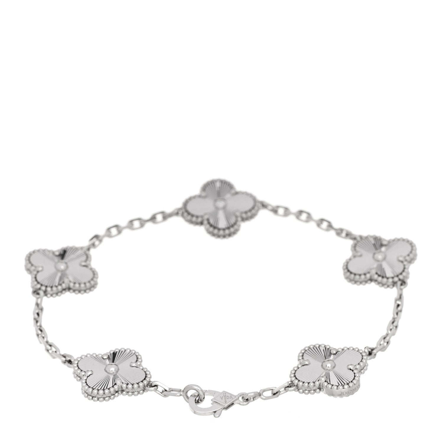 Van Cleef & Arpels 18K White Gold 5 Motifs Guilloche Vintage Alhambra Bracelet 2 of 5