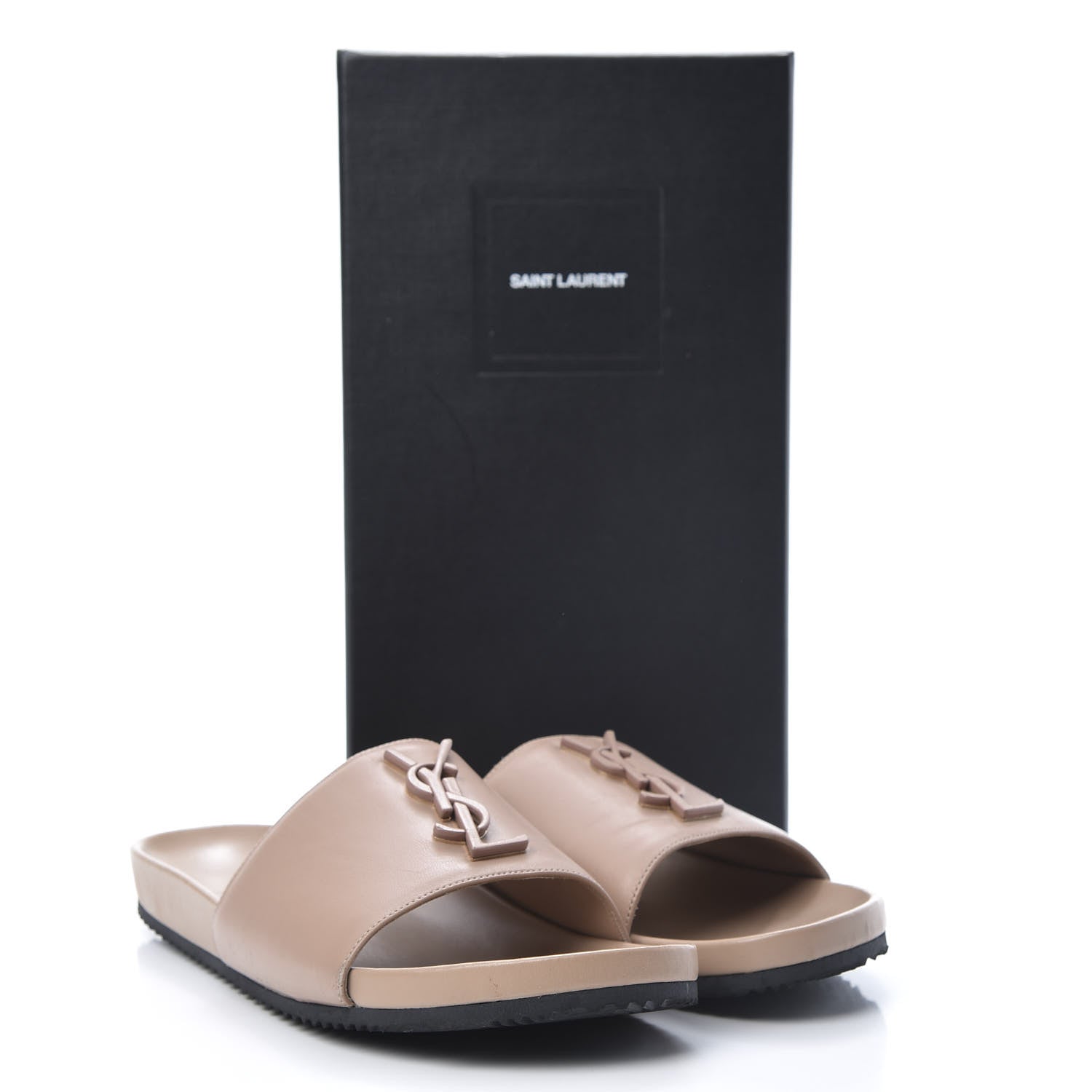 Saint Laurent Lambskin Joan Slide Sandals 40 Nude 9 of 9