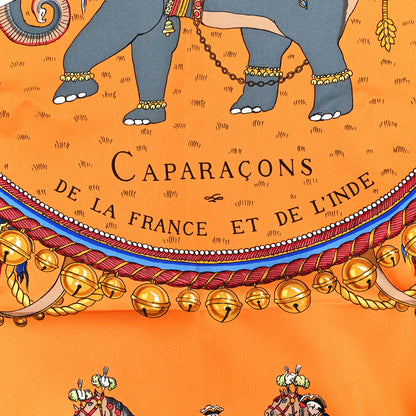 Hermes Silk Caparacons De La France Et De L'Inde Scarf 90 Orange Mandarine Gris Bleute 4 of 4