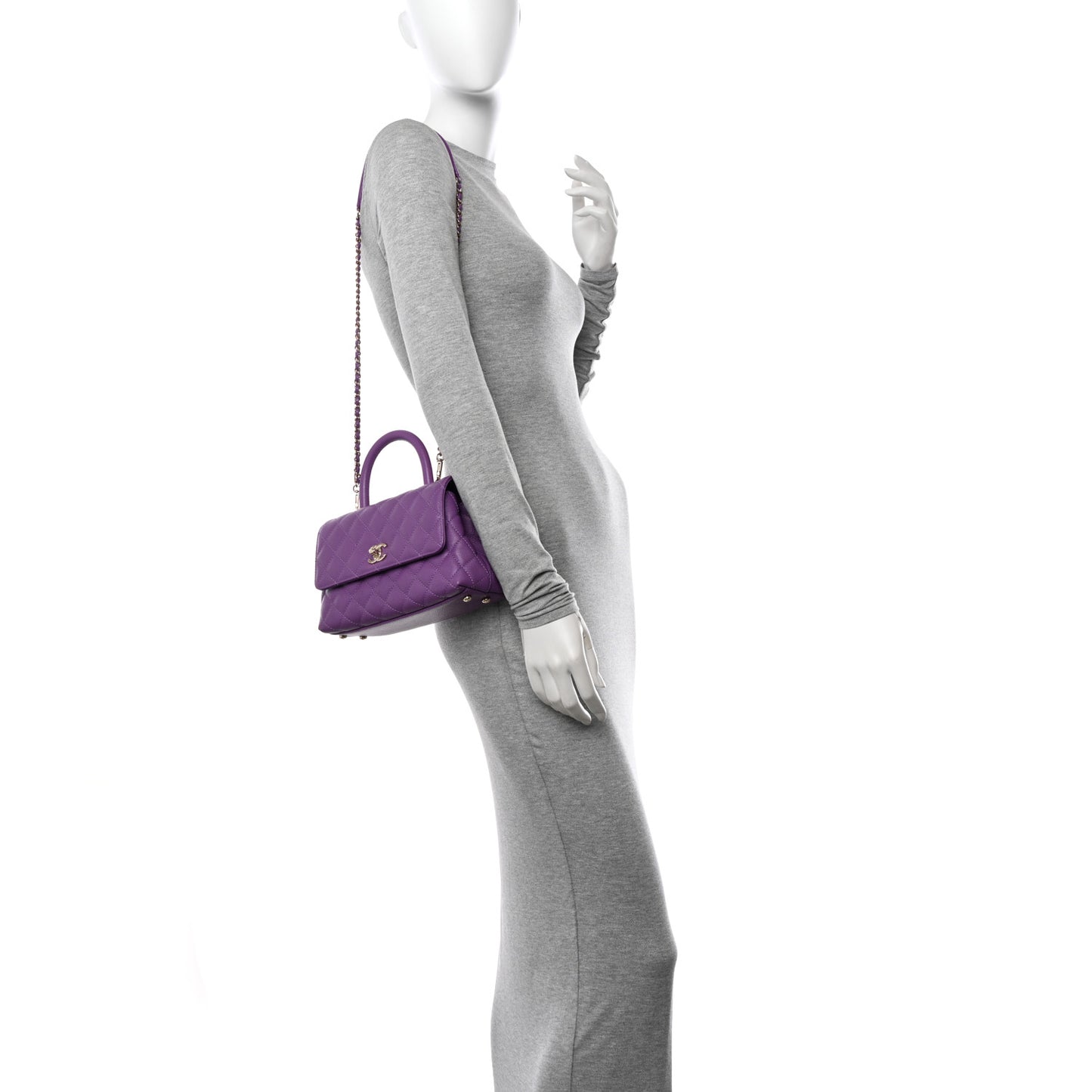 Caviar Quilted Mini Coco Handle Flap Purple