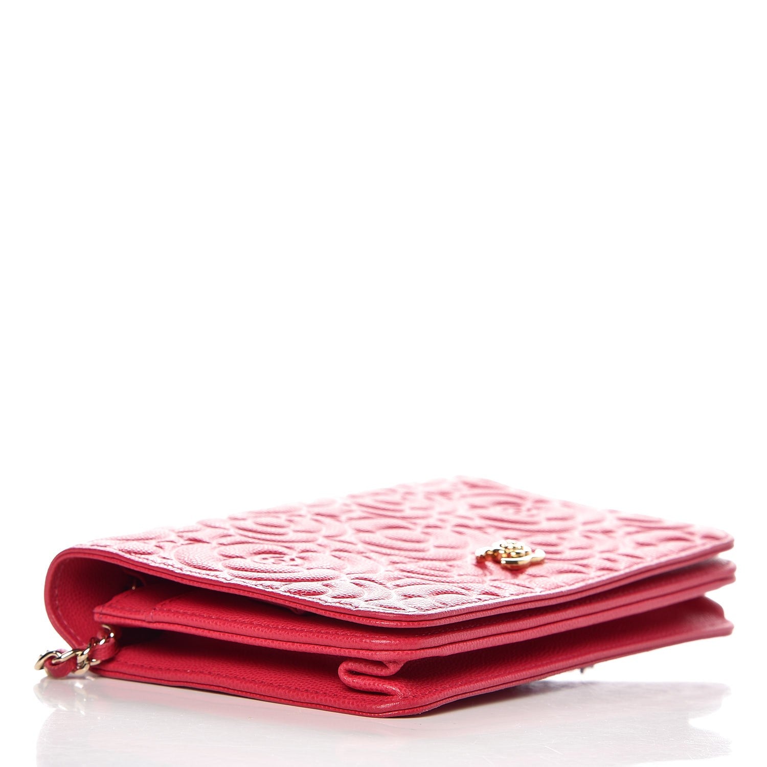Chanel Caviar Camellia Embossed Wallet On Chain WOC Fuschia 4 of 8
