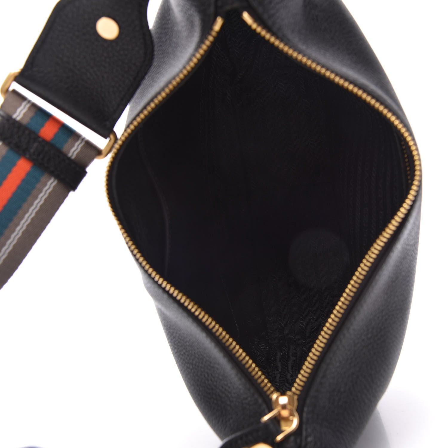 Prada Vitello Daino Zippered Messenger Hobo Black 5 of 10
