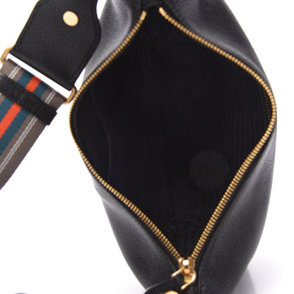 Prada Vitello Daino Zippered Messenger Hobo Black 5 of 10