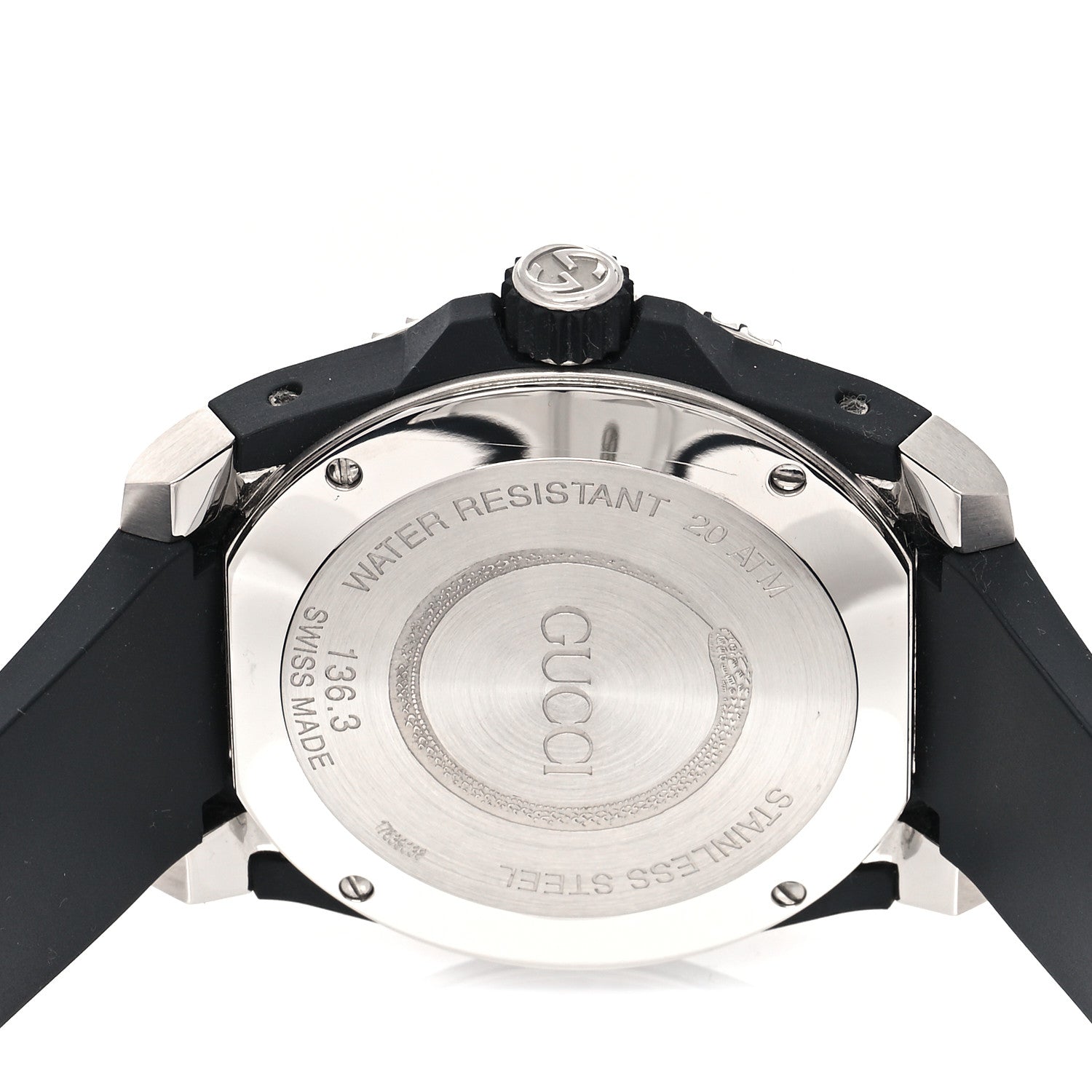 Gucci Stainless Steel Rubber 45mm Dive Snake Quartz Watch Black 4 of 5