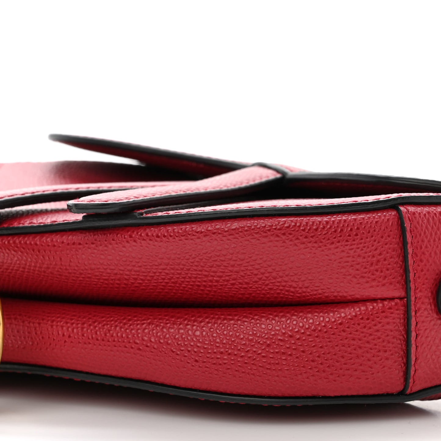 Grained Calfskin Mini Saddle Bag Red