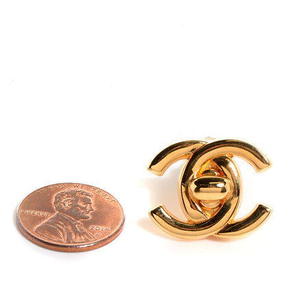 Chanel Metal CC Turnlock Clip On Earrings Gold 2 of 5
