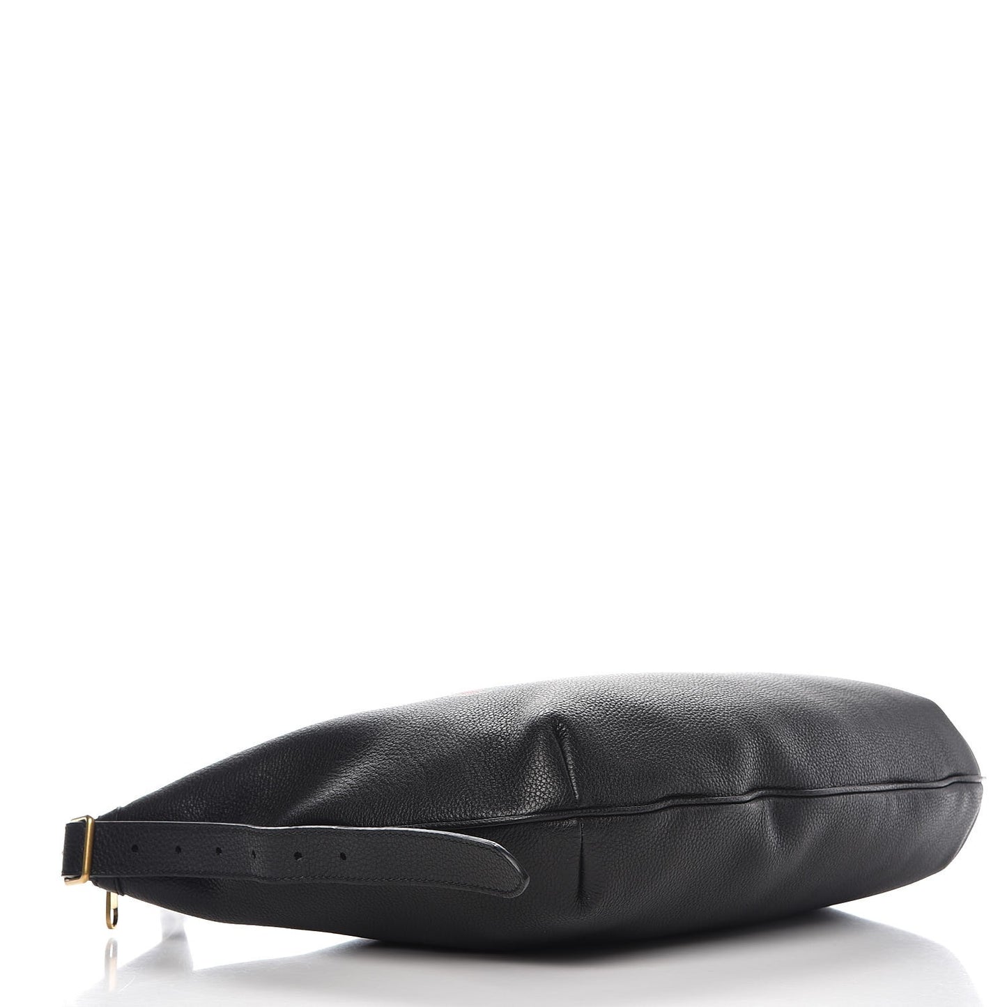 Grained Calfskin Logo Half Moon Hobo Black