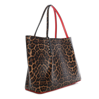 Christian Louboutin Calfskin Empire Leopard Print Spiked Large Cabarock Shopper Tote Brown 2 of 7