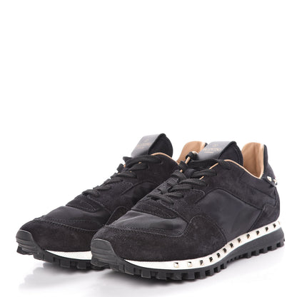 Valentino Garavani Suede Nylon Camouflage Womens Soul Rockstud Sneakers 39 Black 3 of 9