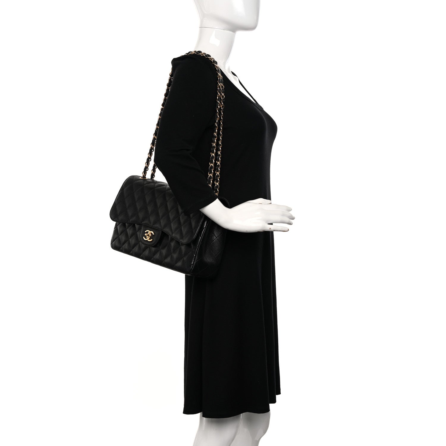 Chanel Caviar Quilted Jumbo Double Flap Black 2 of 12