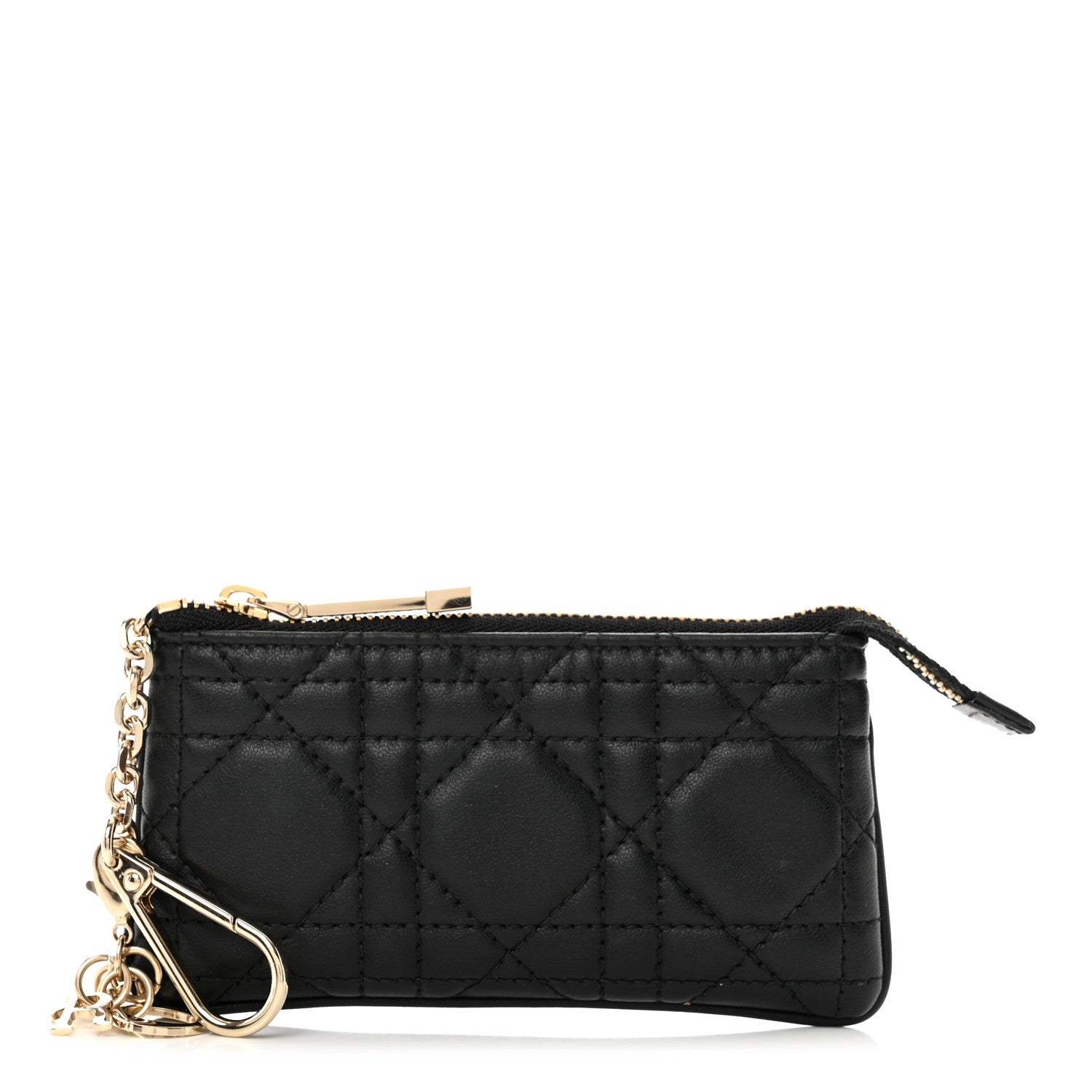Christian Dior Lambskin Cannage Lady Dior Zipped Key Case Black 1 of 6