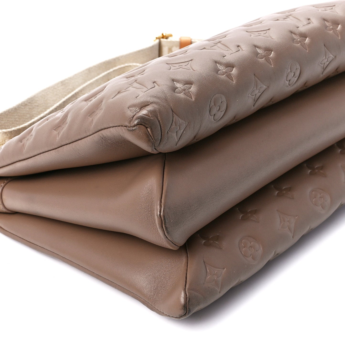 Lambskin Embossed Monogram Coussin MM Taupe