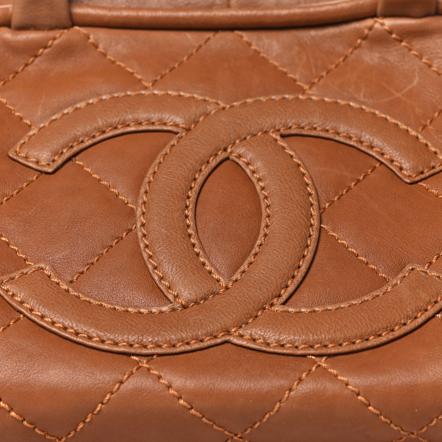 Calfskin Quilted Small Bowler Brown