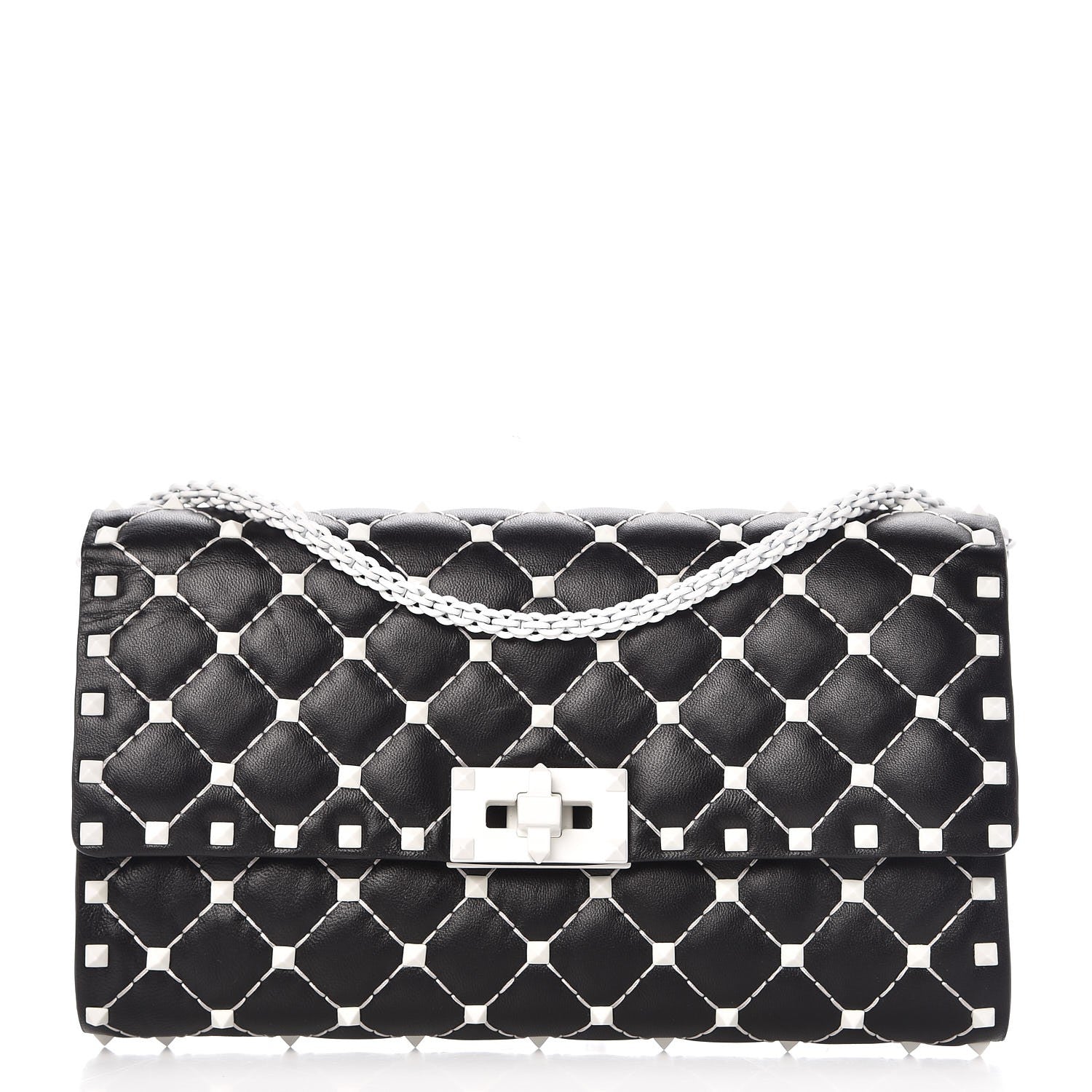 Valentino Garavani Lambskin Free Rockstud Spike Wallet On Chain Black 1 of 6