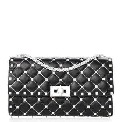 Valentino Garavani Lambskin Free Rockstud Spike Wallet On Chain Black 1 of 6