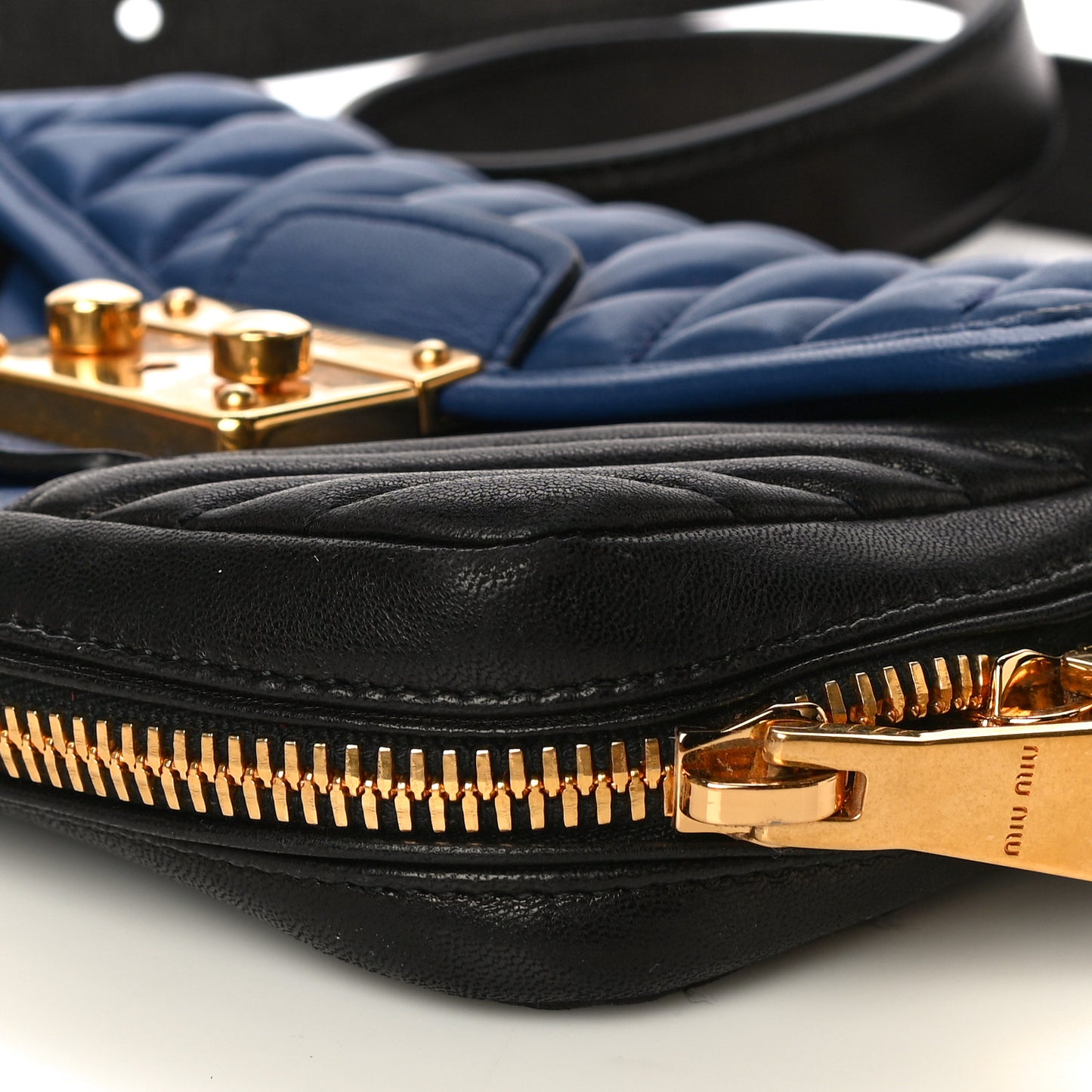 Nappa Matelasse Biker Shoulder Bag Inchiostro Black