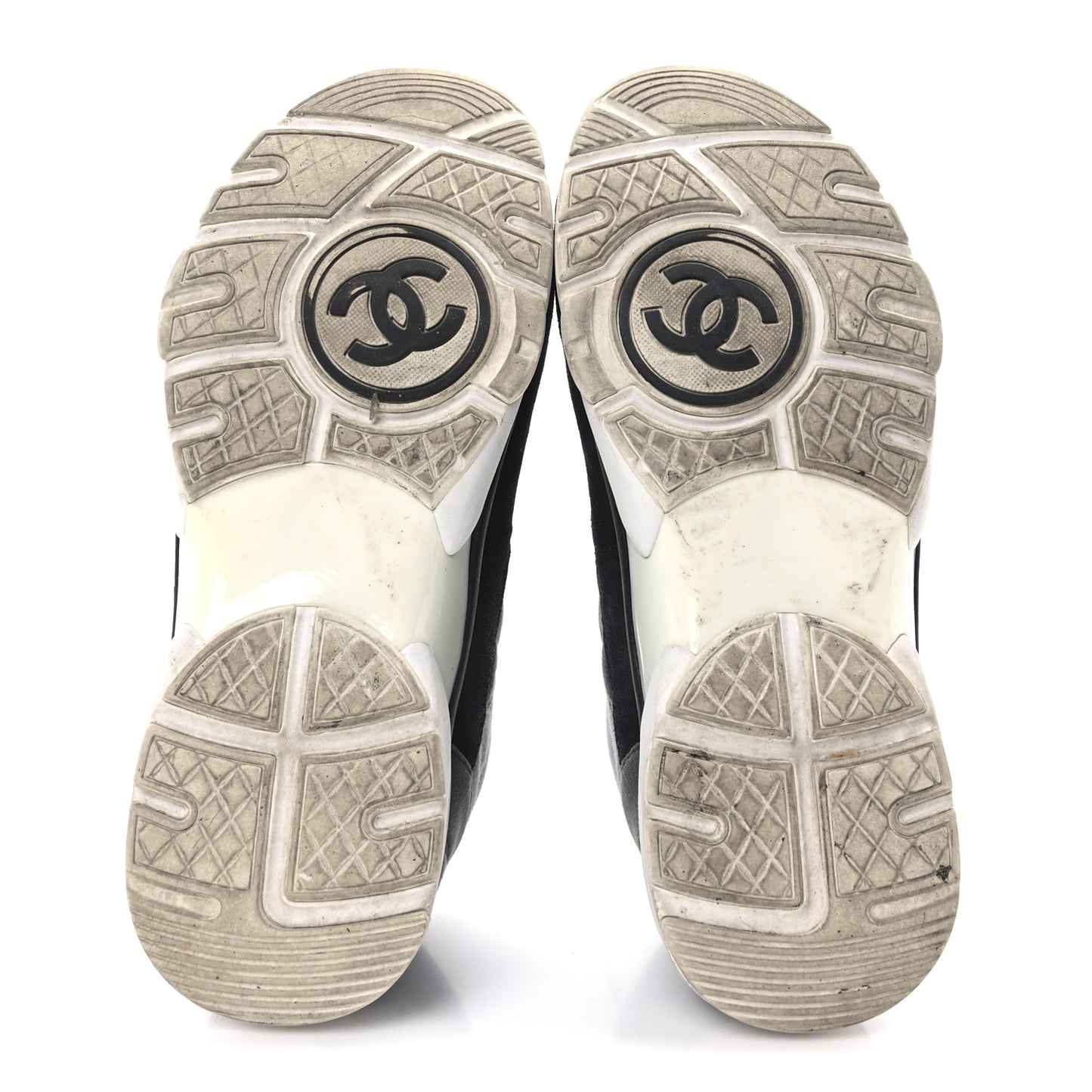 Fabric Suede Calfskin Quilted CC Sneakers 39 Dark Grey