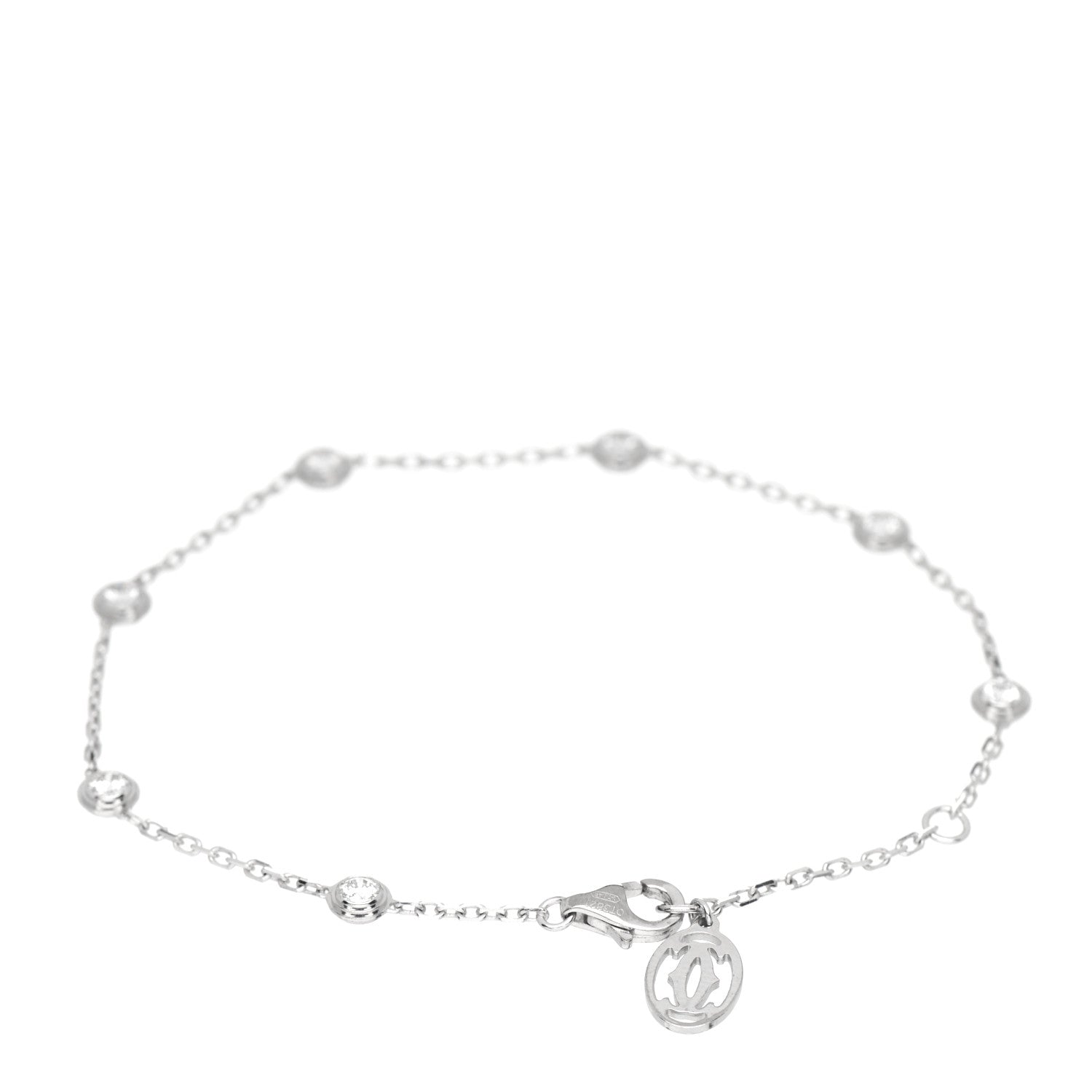 Cartier 18K White Gold 7 Diamond D'Amour Station Bracelet 3 of 4