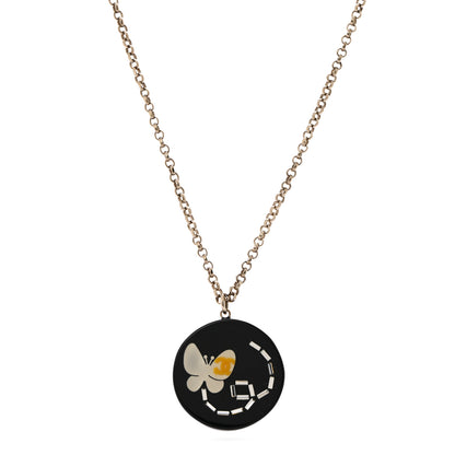 Chanel Resin Crystal Butterfly CC Pendant Necklace Gold Black 4 of 6