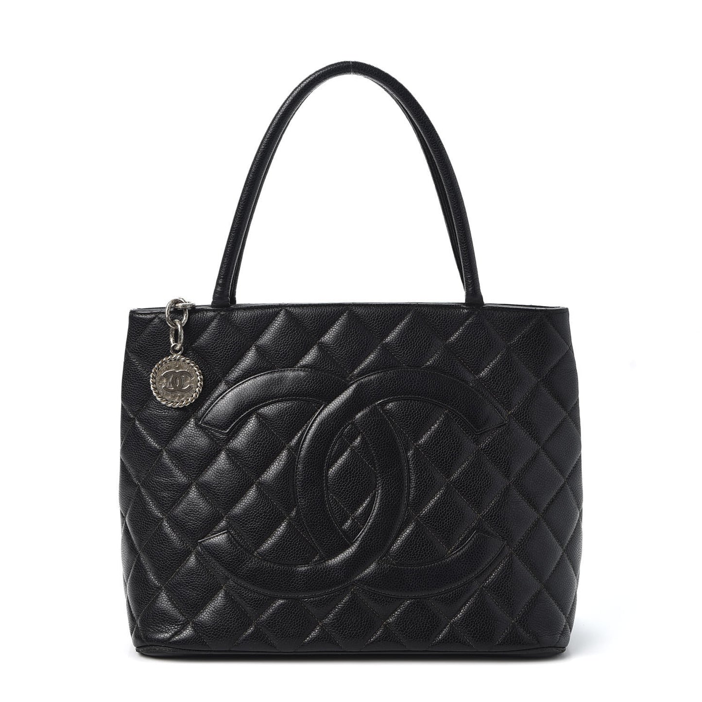 Caviar Quilted Medallion Tote Black