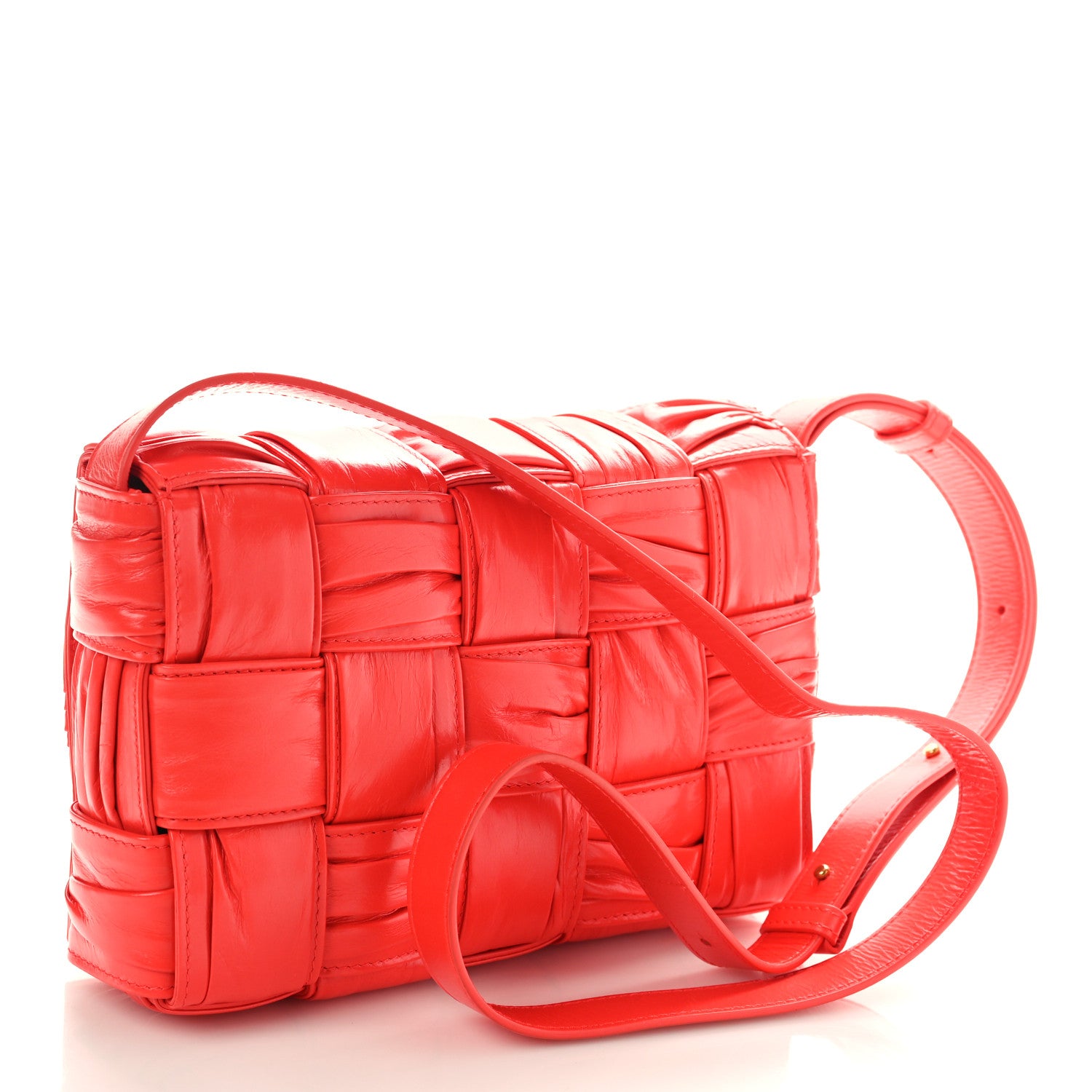 Bottega Veneta Calfskin Intreccio Plisse Cassette Crossbody Bag Sunburst 3 of 9