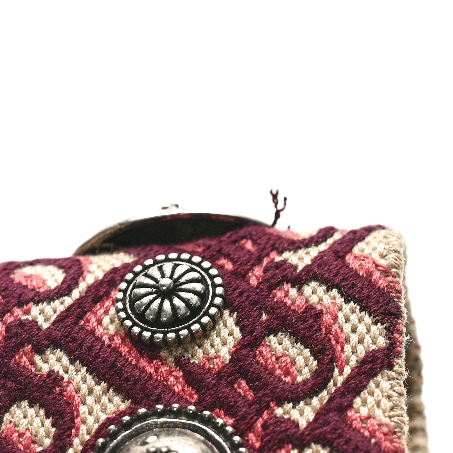 Christian Dior Oblique Studded Shoulder Strap Burgundy 5 of 5