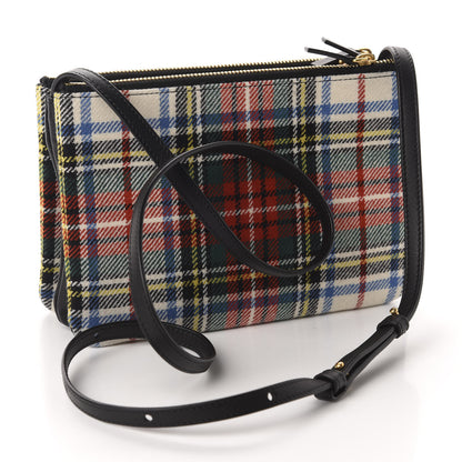 Celine Tartan Felt Plaid Small Trio Crossbody Bag Red Blue 3 of 10
