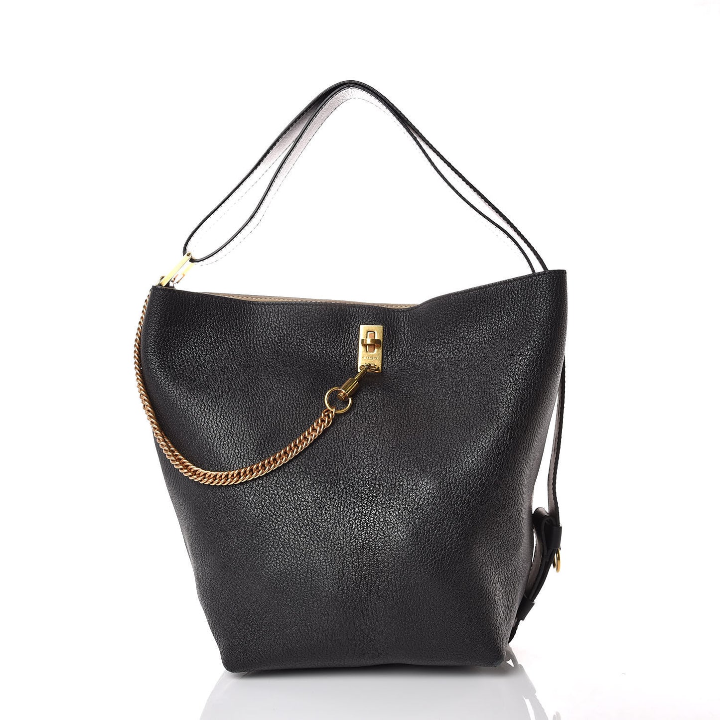 Grained Calfskin GV Bucket Bag Black