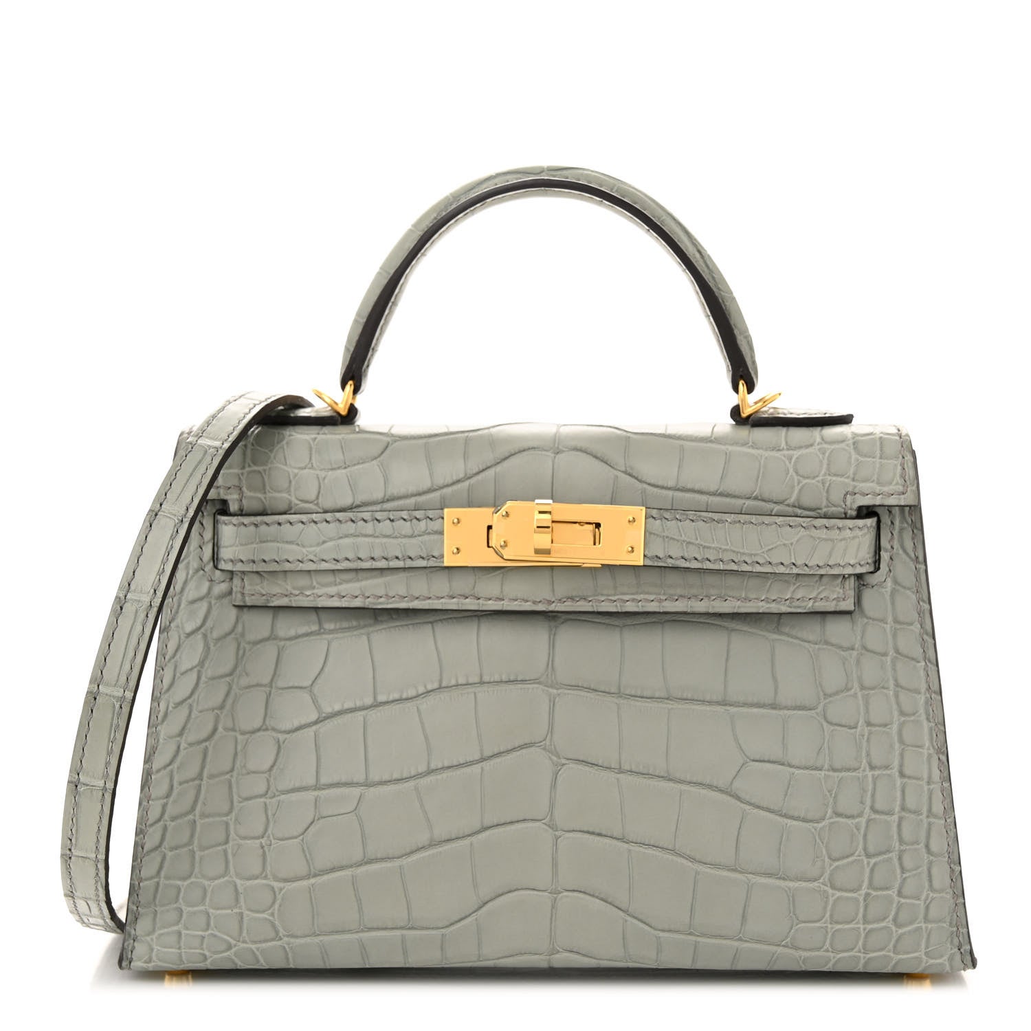 Hermes Matte Alligator Mini Kelly Sellier 20 Gris Ciment 1 of 11