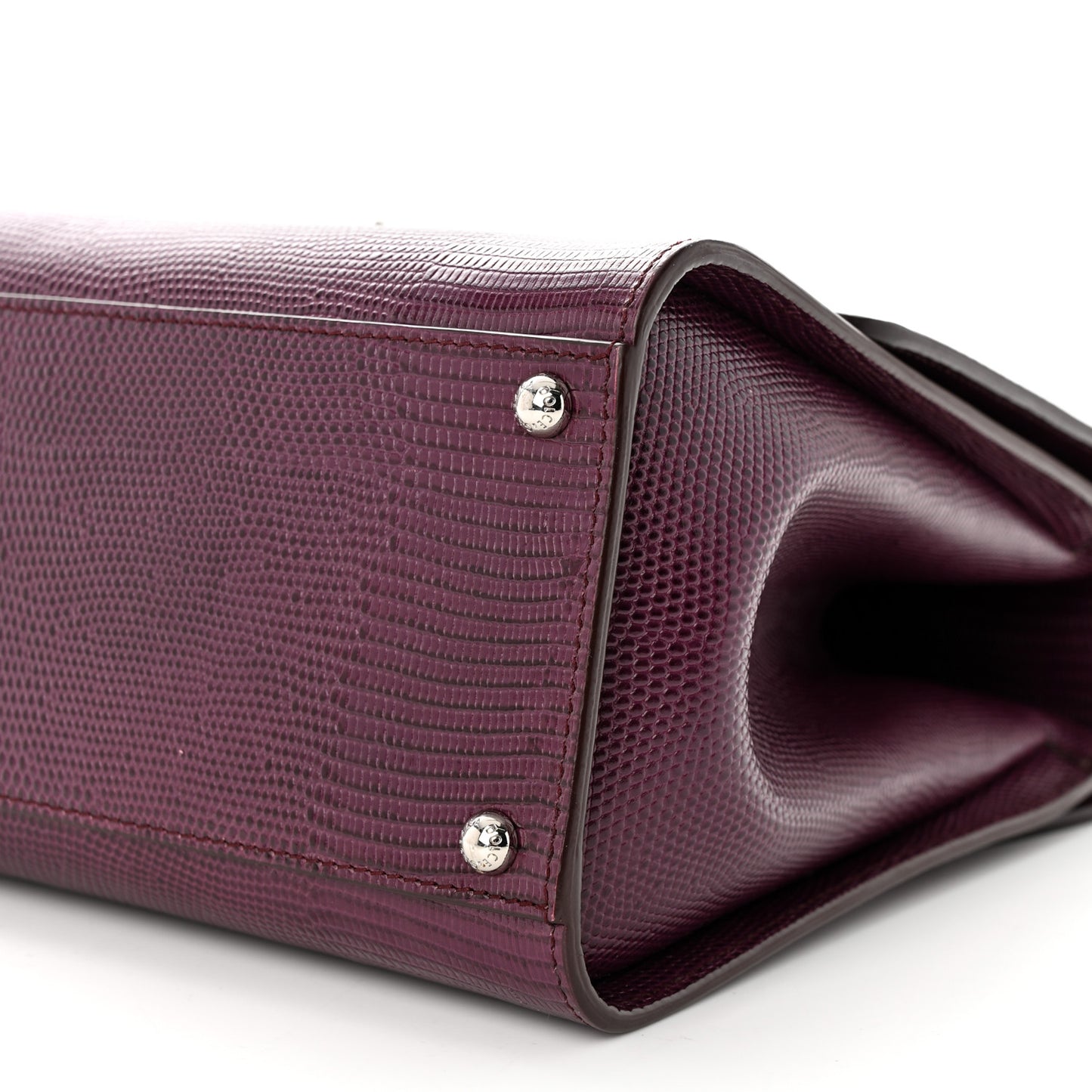 Lizard Calfskin Embossed Medium Monica Top Handle Bag Purple