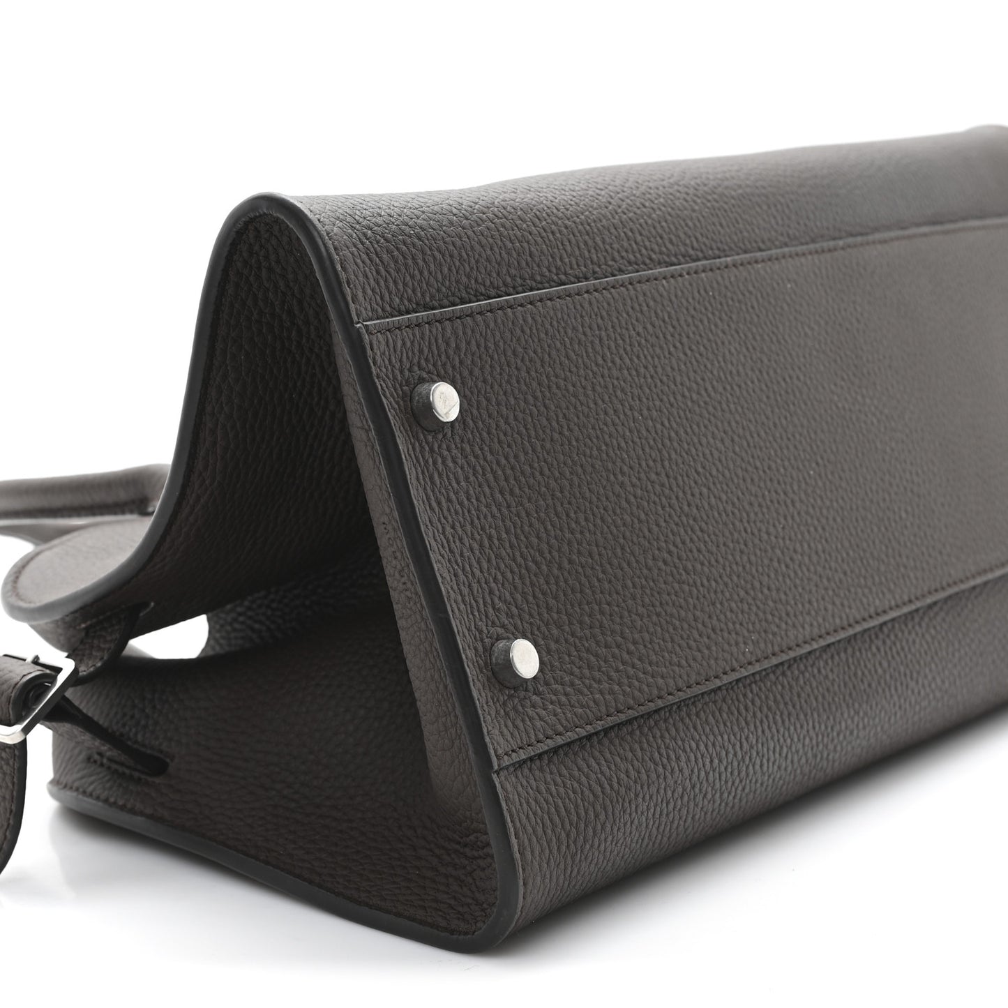 Matte Grained Calfskin Margaux Shoulder 12 Deep Brown